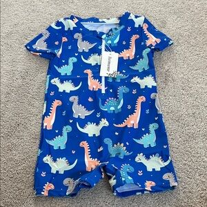 Blue Dinosaur Kids Swim Rashguard